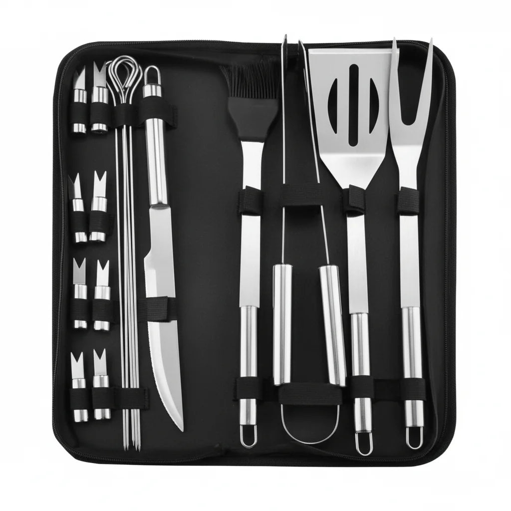 Grill Tool Set Stainless Steel Heat-Resistant With Carrying Bag