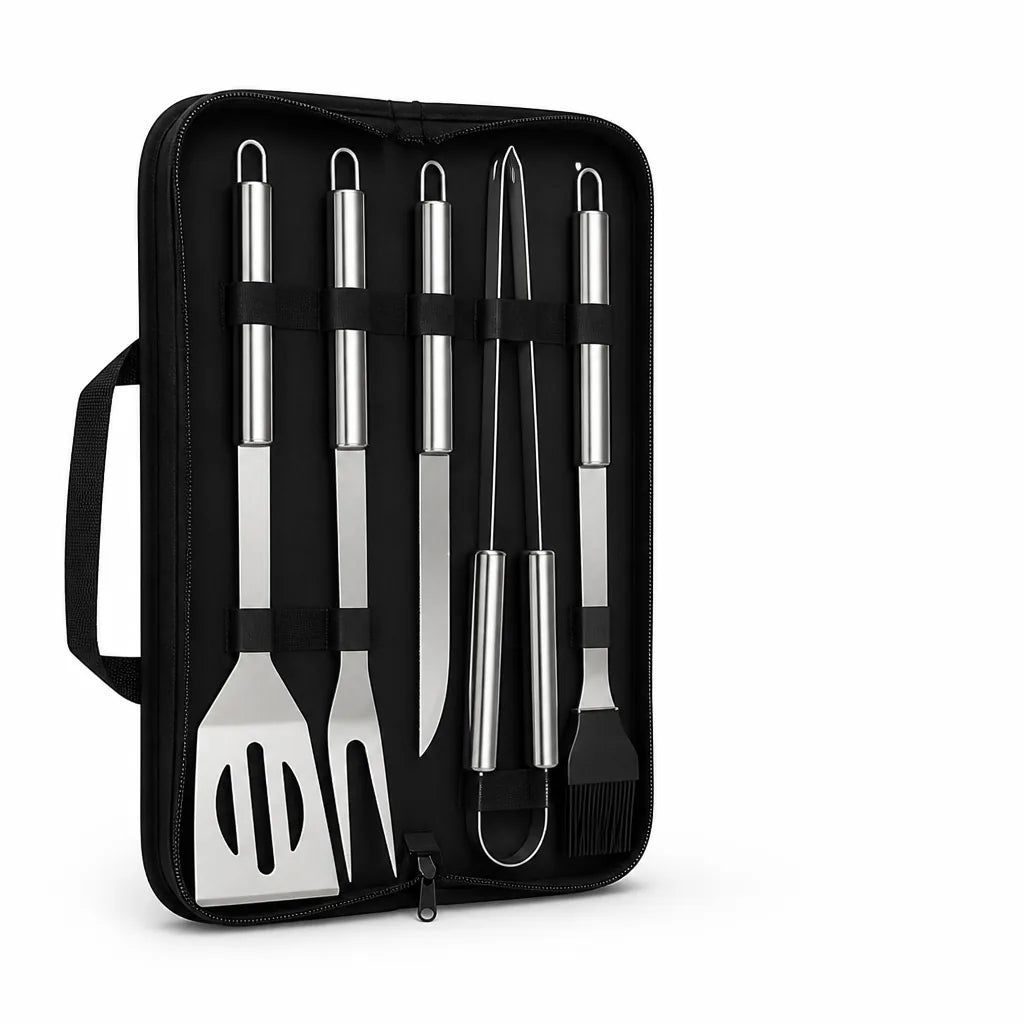 Grill Utensil Set Stainless Steel Non-Slip Handles Carrying Case