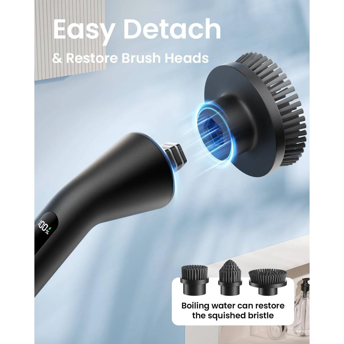 Grout Brush Cordless Extendable Handle 90-Min Runtime