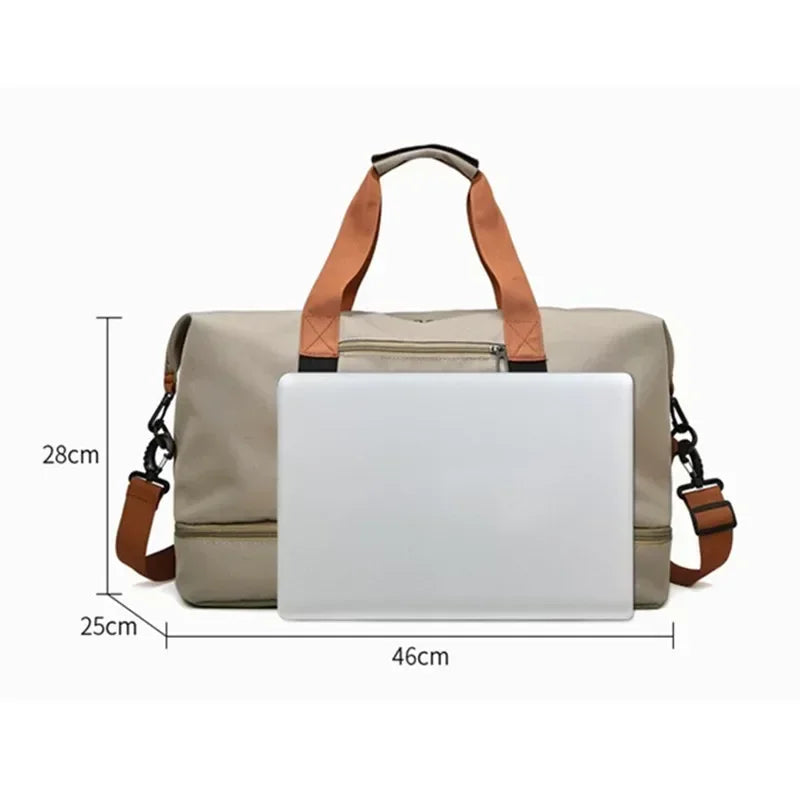 Gym Duffel Bag Water-Repellent Leather Wet-Dry & Shoe Compartment