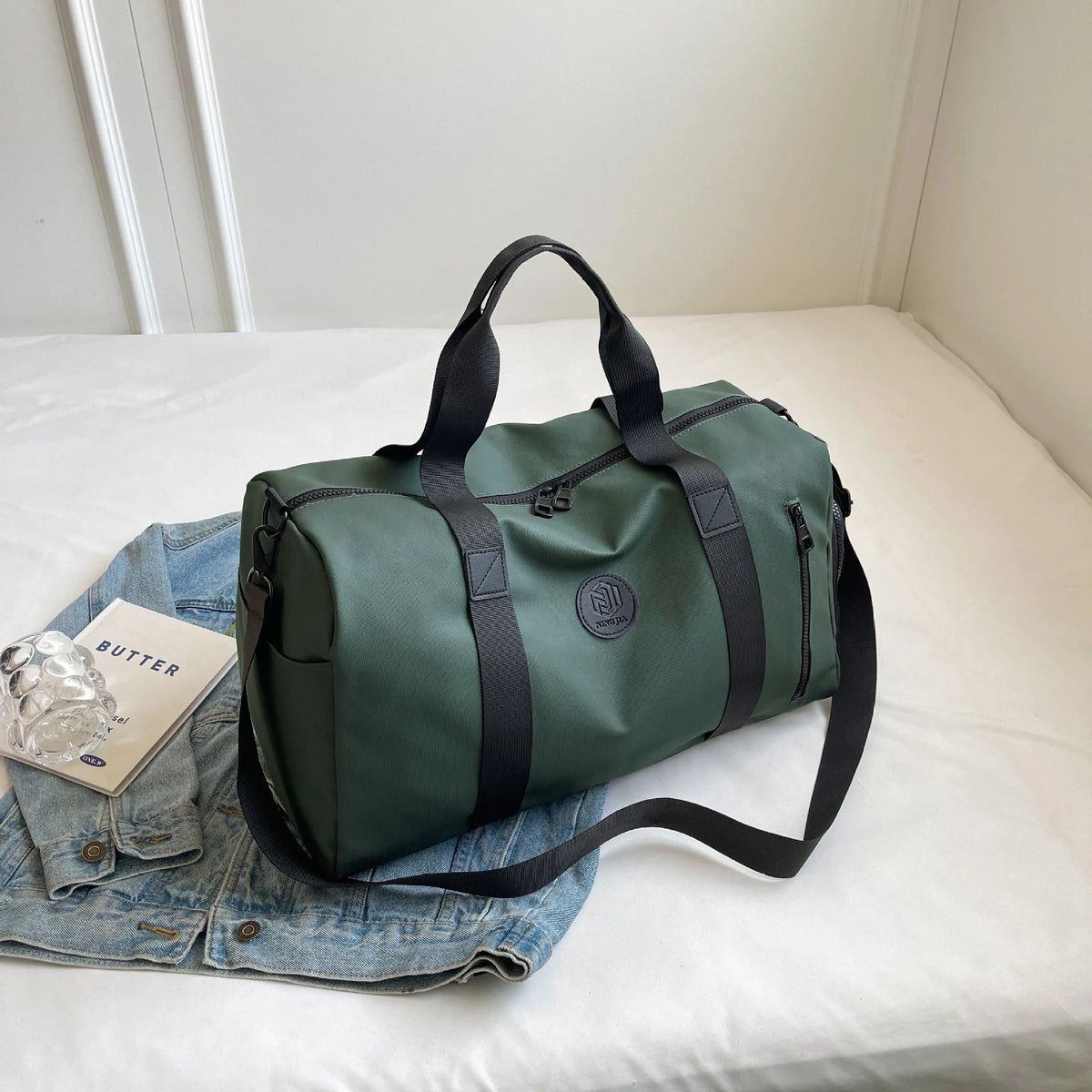 Gym Duffel Bag Waterproof Separate Shoe Compartment Adjustable Straps