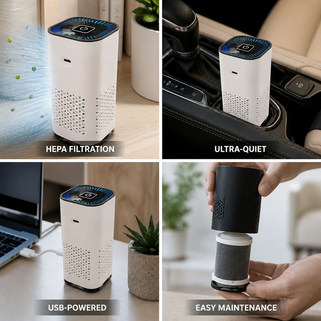 HEPA Filtration Ultra-Quiet Air Purifier (USB-Powered)