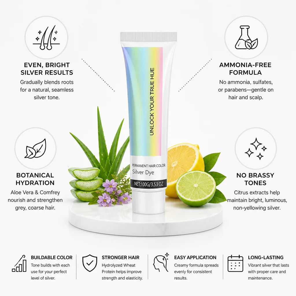 Hair Color Buildable Bright Silver Ammonia-Free Aloe & Citrus