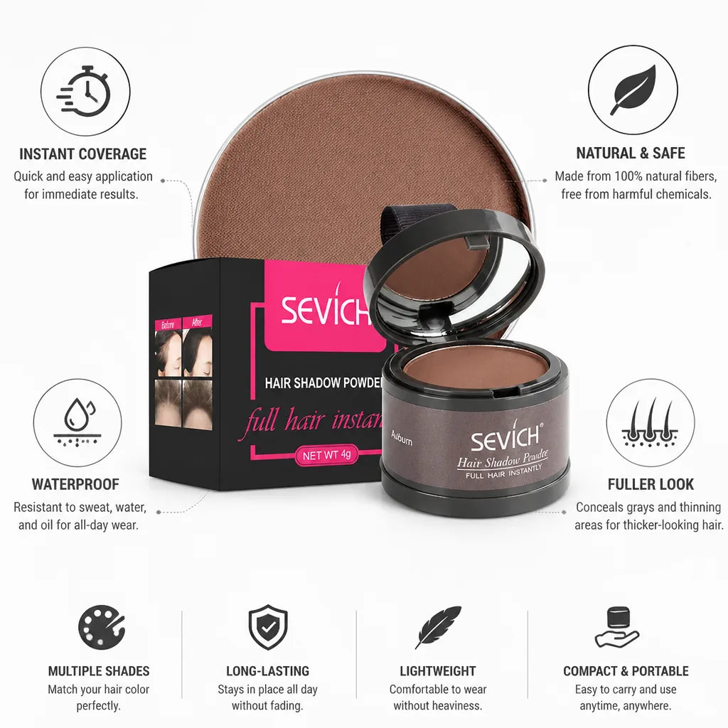 Hair Concealer Powder Instant Root Coverage Waterproof Natural Fibers