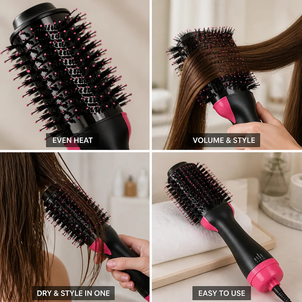 Hair Dryer Brush 2-in-1 Oval Volumizing Ceramic Coating