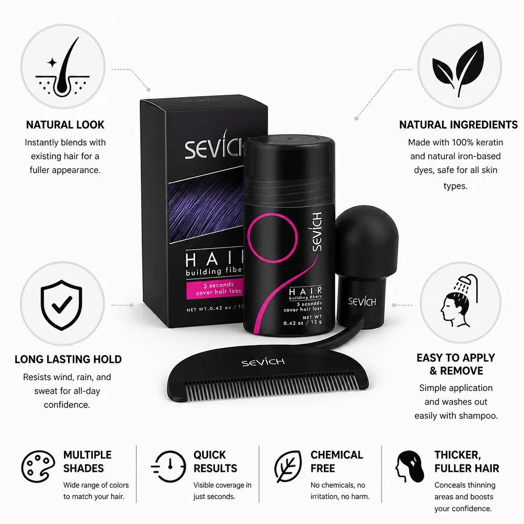 Hair Fiber Set Keratin Natural-Look With Applicator & Comb