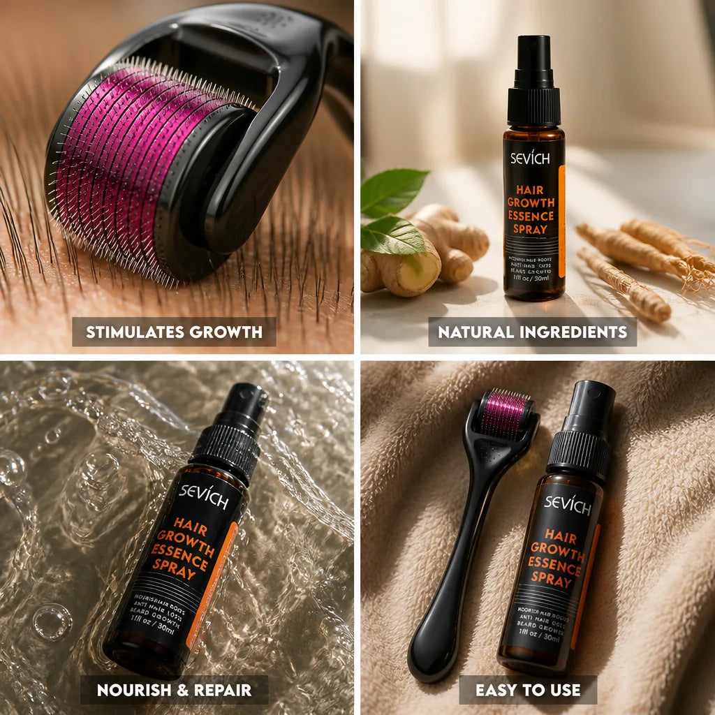 Hair Growth Set Derma Microneedle Roller & 30ml Essence