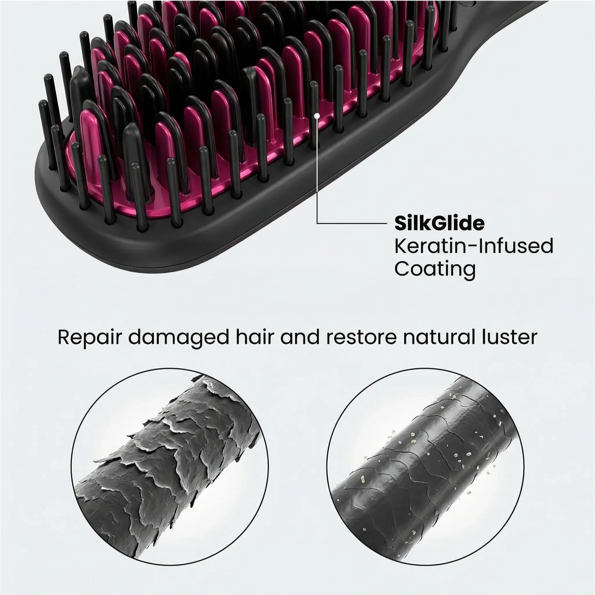 Hair Straightening Brush Cordless USB-C Rechargeable Adjustable Heat Settings