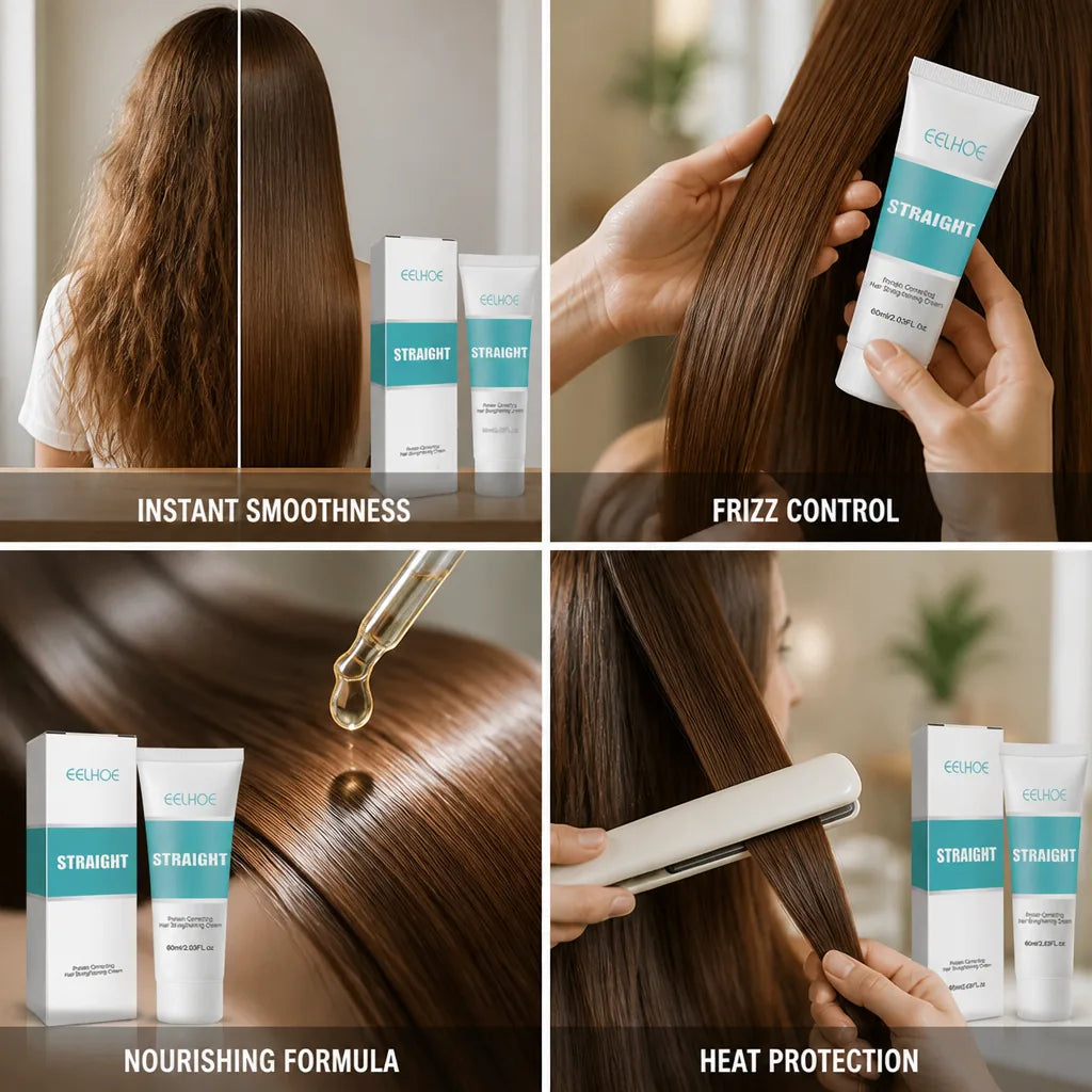 Hair Straightening Cream Keratin & Argan Oil Frizz Control