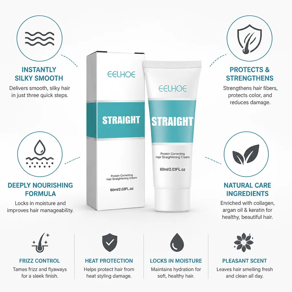 Hair Straightening Cream Keratin & Argan Oil Frizz Control