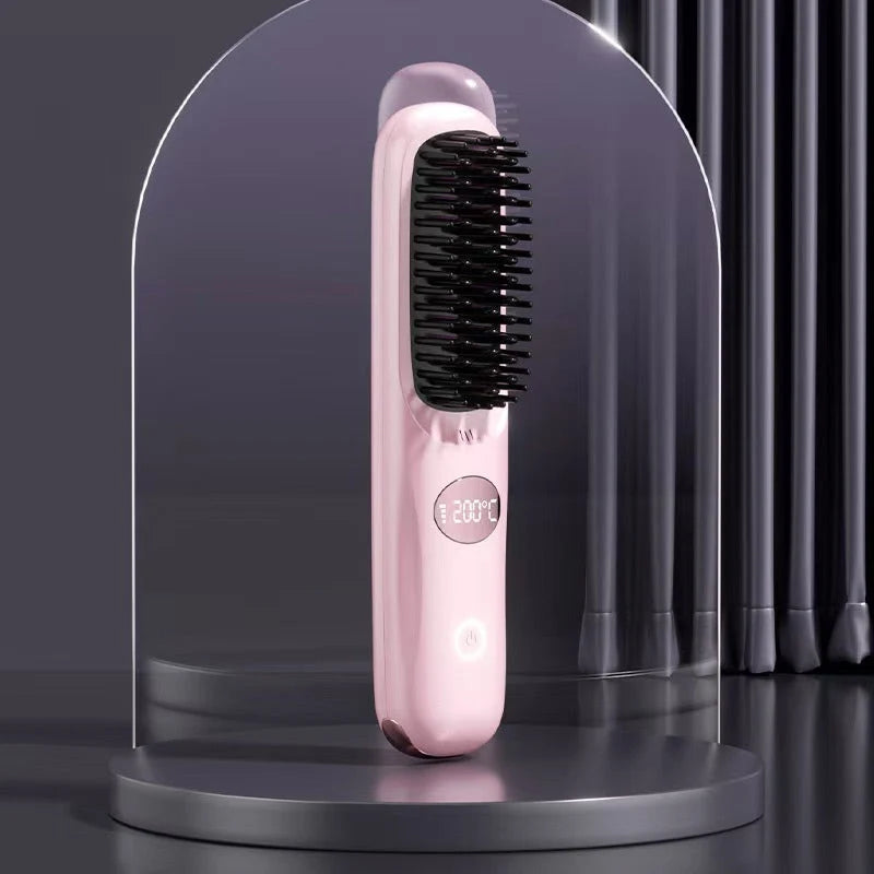 Hair Styling Brush Cordless Ceramic Bristles Scalp Guard