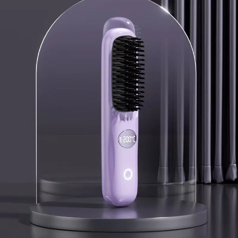 Hair Styling Brush Cordless Ceramic Bristles Scalp Guard