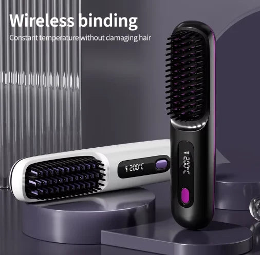 Hair Styling Brush Cordless Ceramic Bristles Scalp Guard