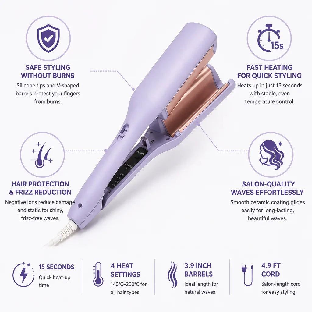 Hair Waver S-Shaped Dual Barrels Ceramic Coating