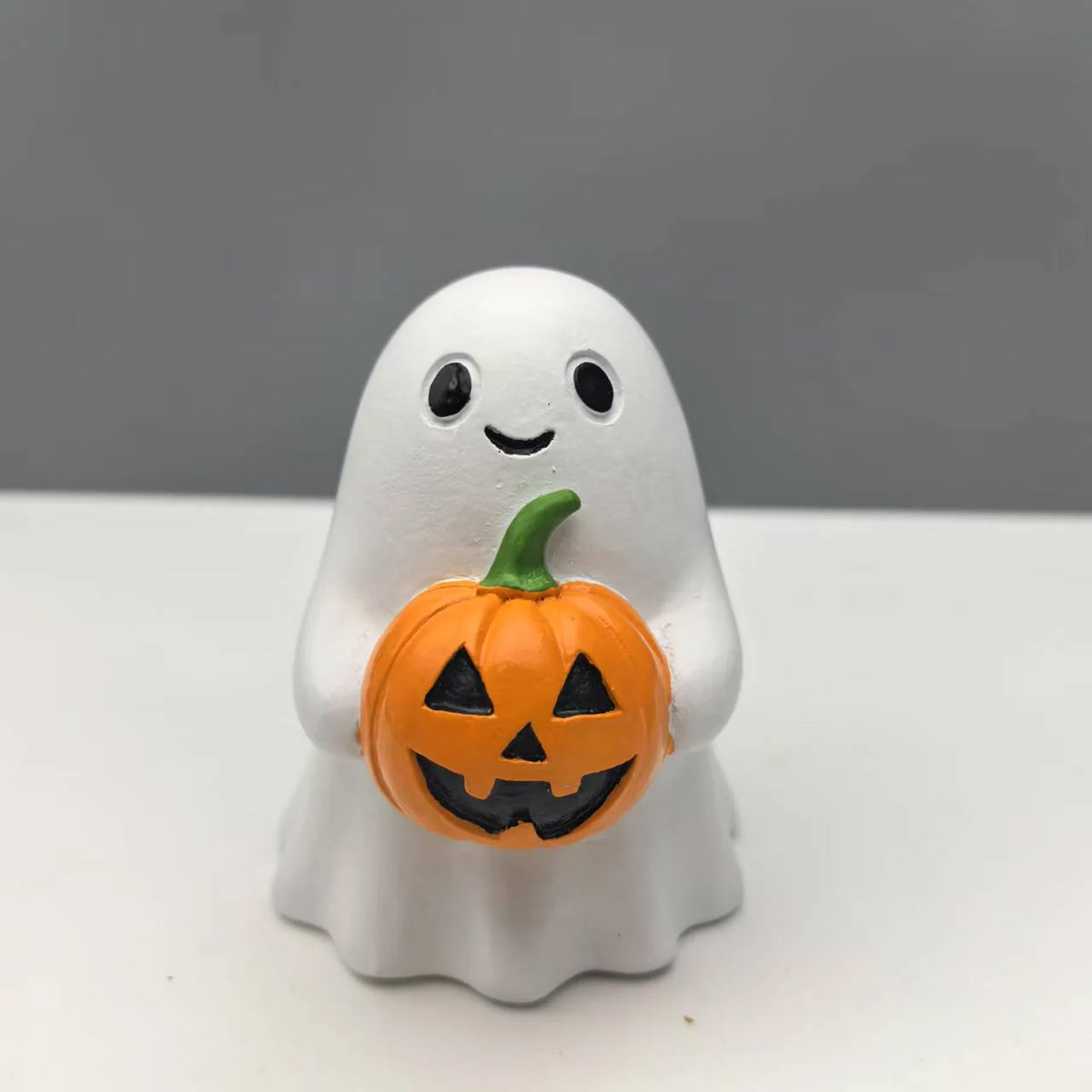 Halloween Figurine Ghost Holding Pumpkin Weather-Resistant Indoor & Outdoor