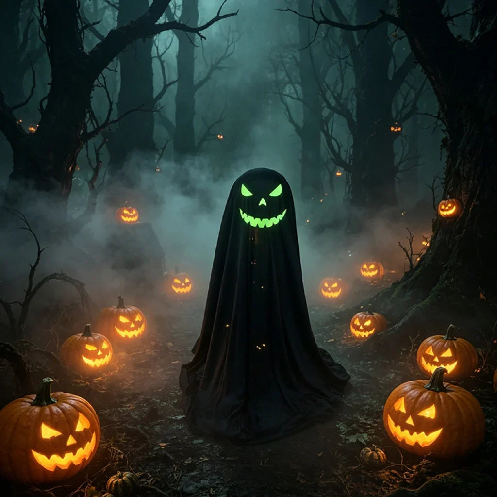Halloween Ghost Decoration Glowing Eyes & Smile Weather-Resistant