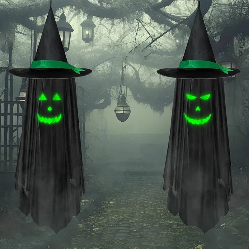 Halloween Hanging Decoration Glow-In-The-Dark Ghost Faces Weatherproof