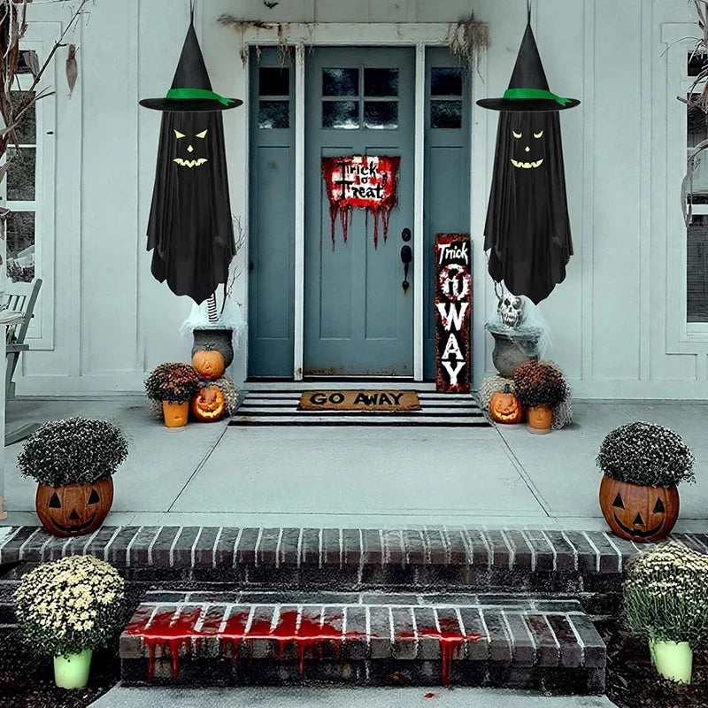 Halloween Hanging Decoration Glow-In-The-Dark Ghost Faces Weatherproof
