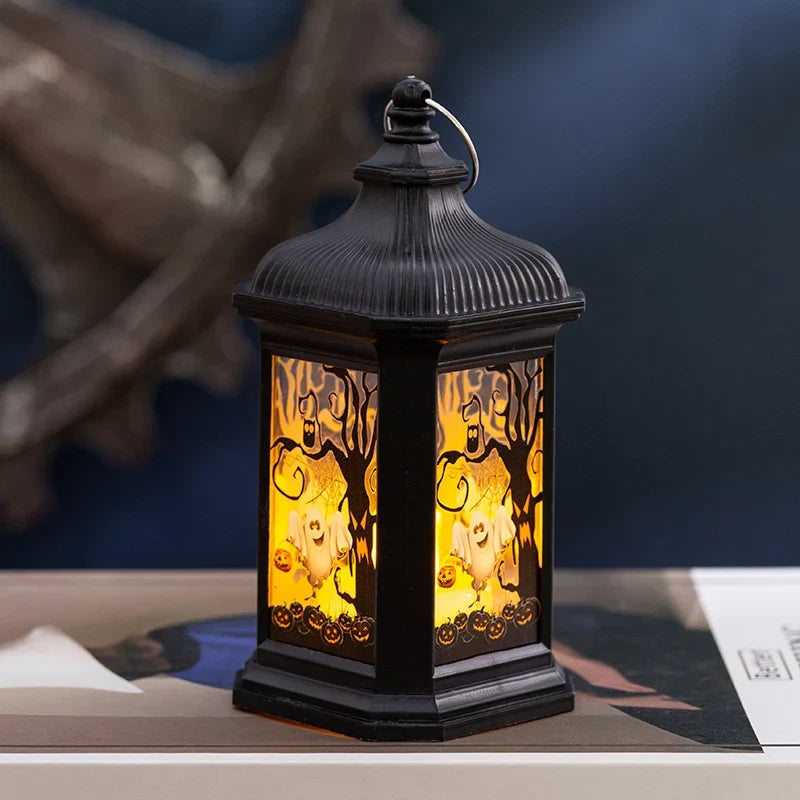 Halloween Lantern Flameless LED Pumpkin & Bat Design