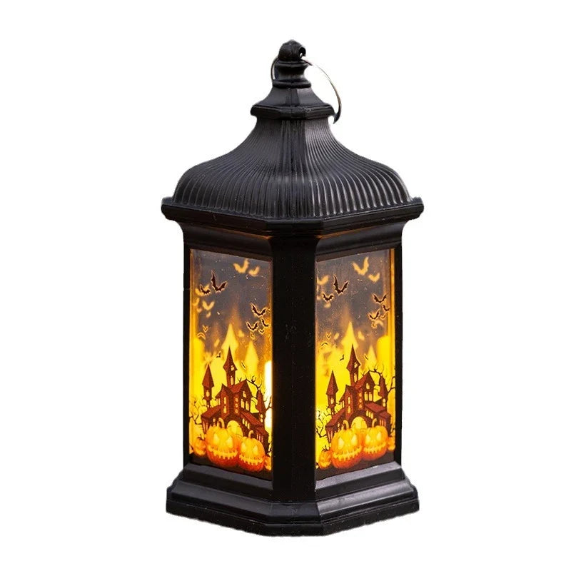 Halloween Lantern Flameless LED Pumpkin & Bat Design