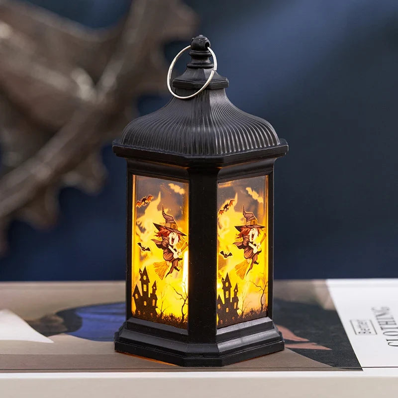 Halloween Lantern Flameless LED Pumpkin & Bat Design