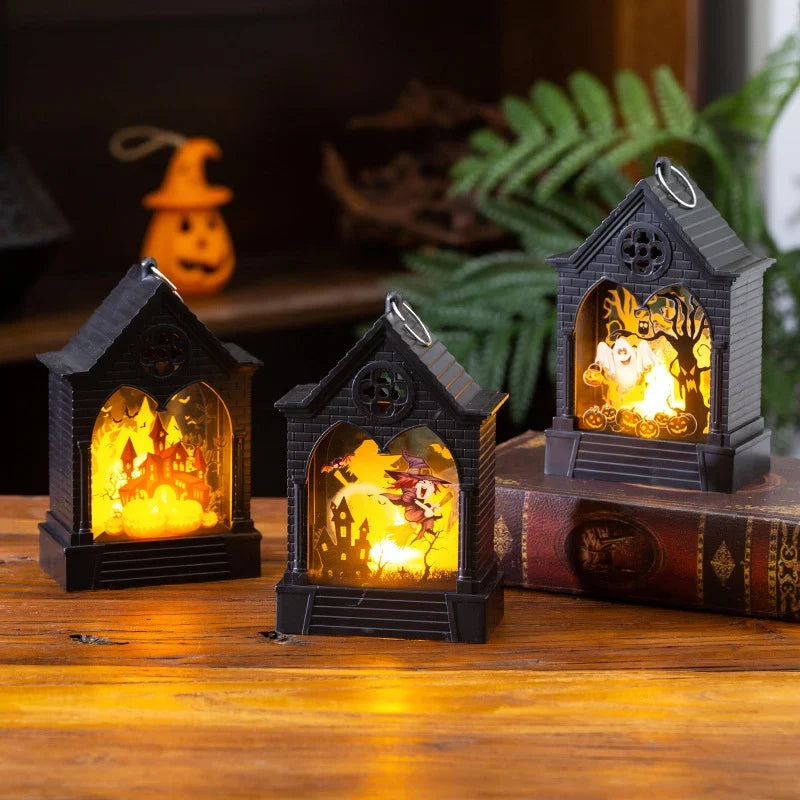 Halloween Lantern Haunted House Warm LED Indoor & Outdoor