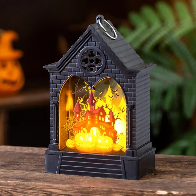 Halloween Lantern Haunted House Warm LED Indoor & Outdoor