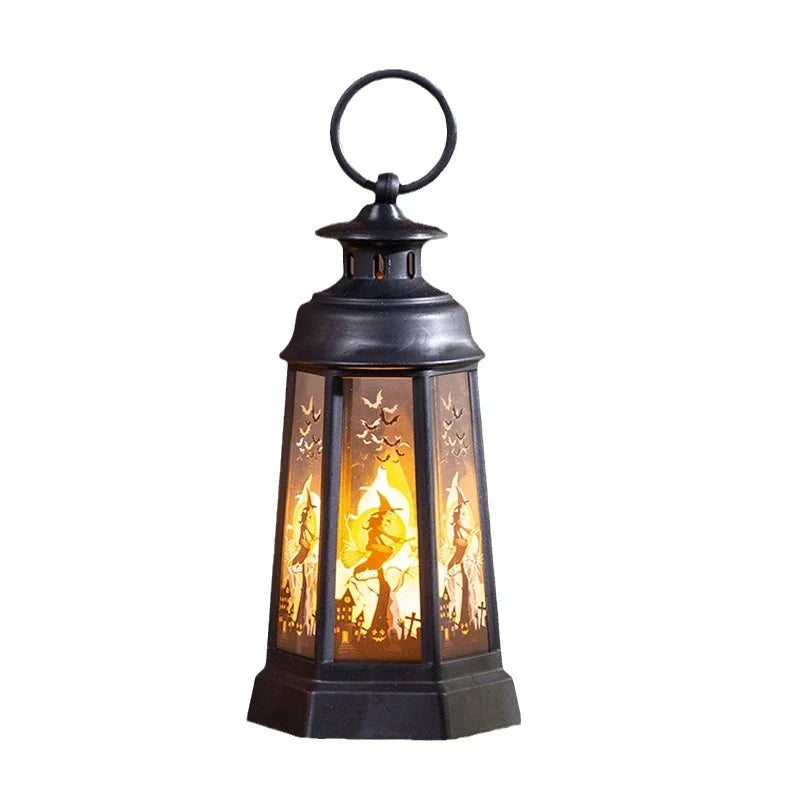 Halloween Lantern Skull Pumpkin & Witch Designs Weather-Resistant Handle
