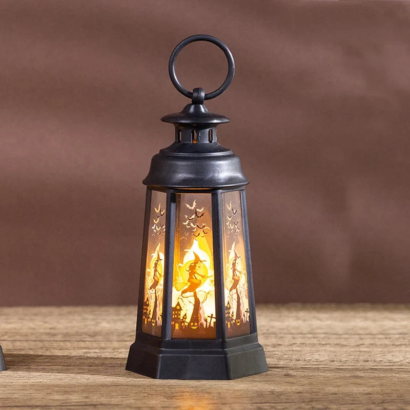 Halloween Lantern Skull Pumpkin & Witch Designs Weather-Resistant Handle