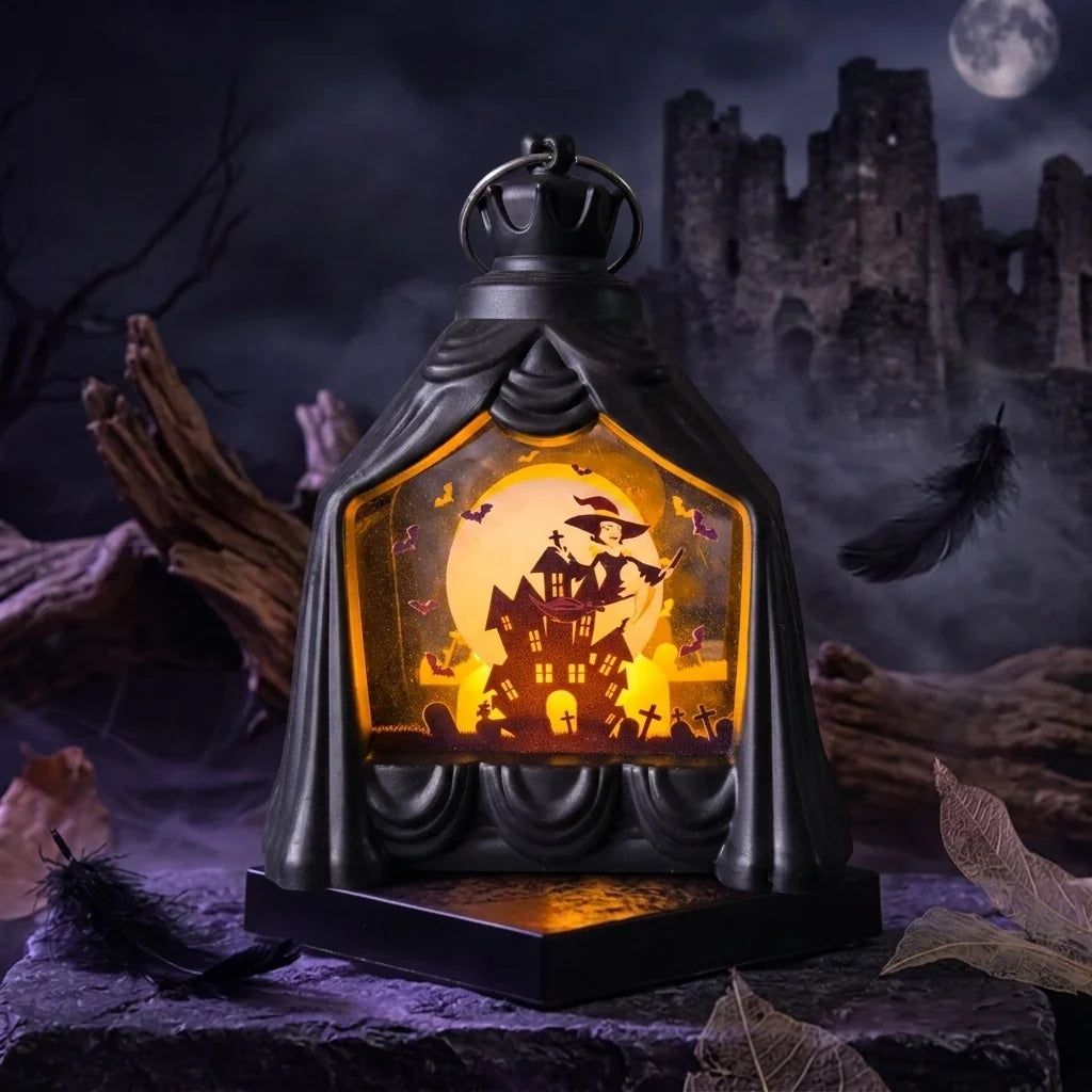 Halloween Lantern Spooky Scene Flameless LED Indoor & Outdoor