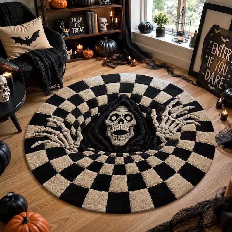 Halloween Rug 3D Pumpkin Design Spot-Cleaning Care