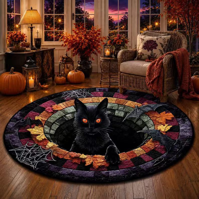 Halloween Rug 3D Pumpkin Design Spot-Cleaning Care