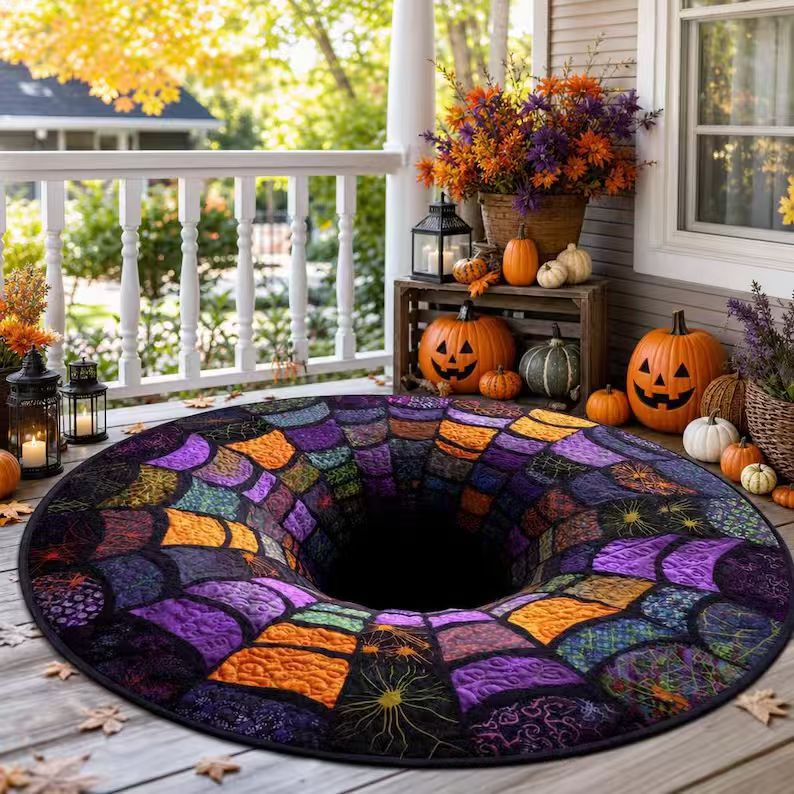 Halloween Rug 3D Pumpkin Design Spot-Cleaning Care