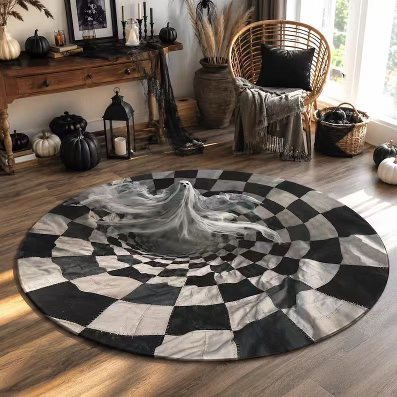 Halloween Rug 3D Pumpkin Design Spot-Cleaning Care