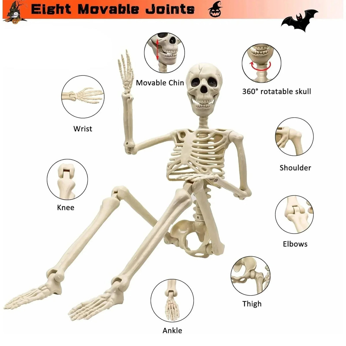 Halloween Skeleton 12 Adjustable Joints Weather-Resistant
