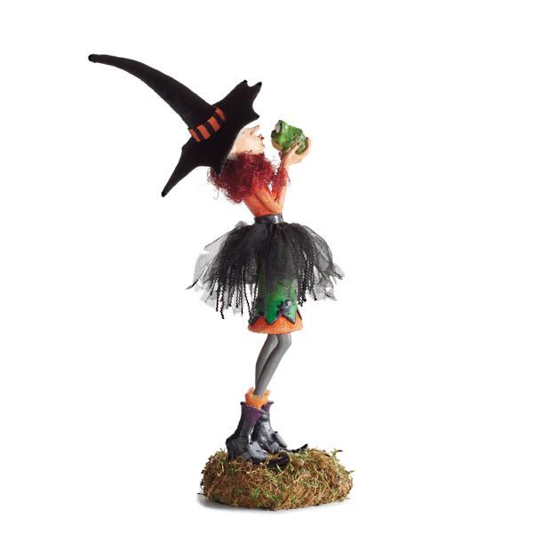 Halloween Witch Figurine Handmade Resin Multicolored Intricate Details