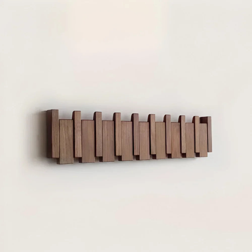 Hallway Coat Rack Walnut & Beech Fold-Flat Hooks