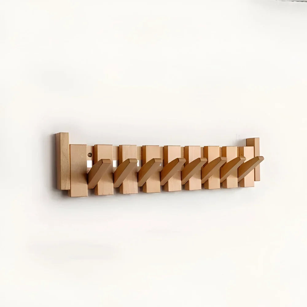 Hallway Coat Rack Walnut & Beech Fold-Flat Hooks