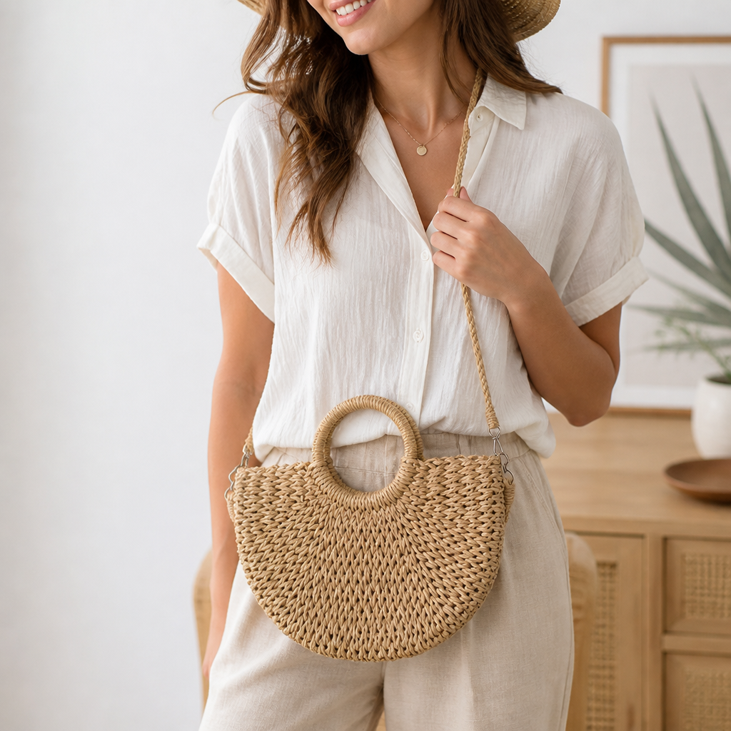 Hand-Braided Adjustable Strap Handbag