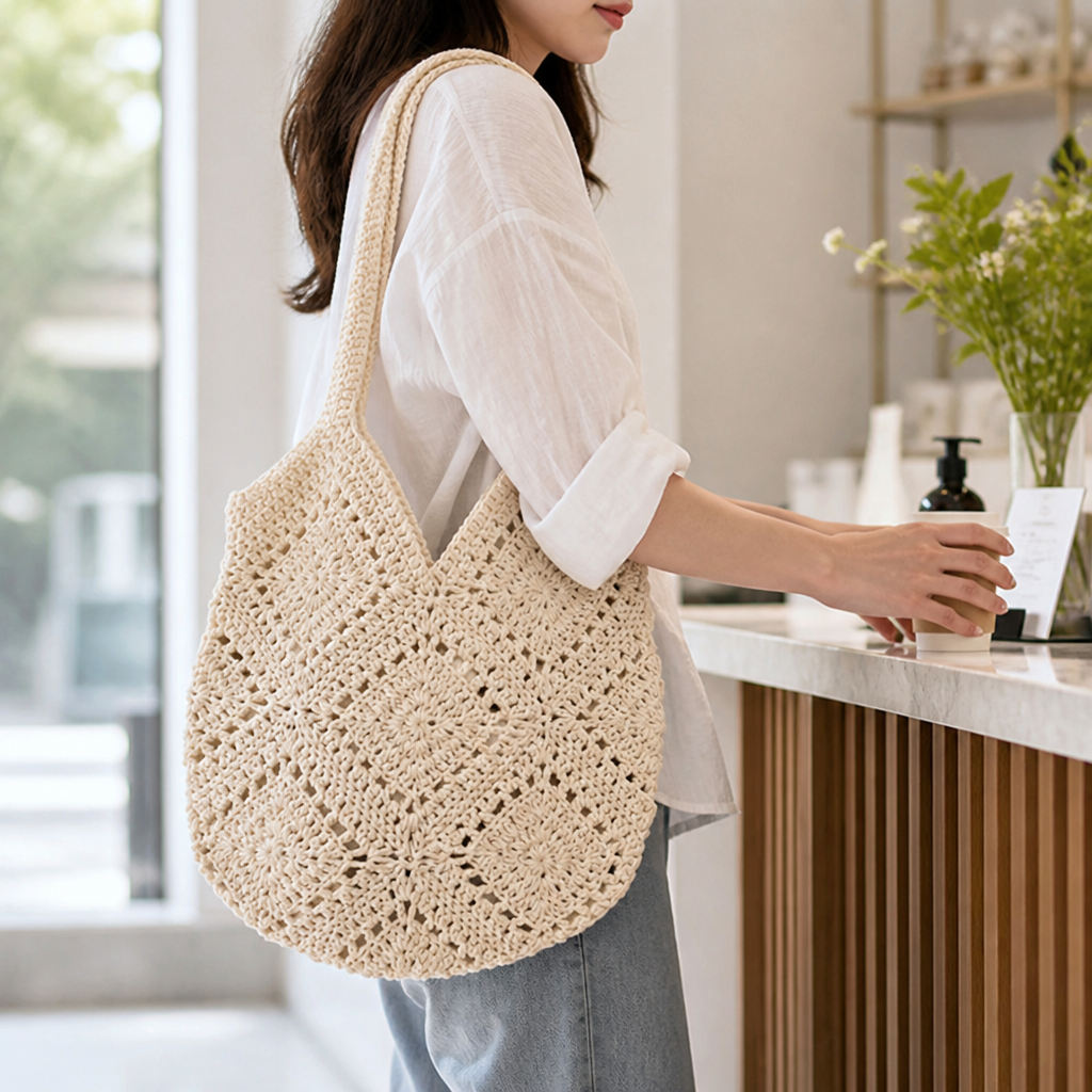 Hand-Crocheted Cotton Eco-Friendly Tote Bag
