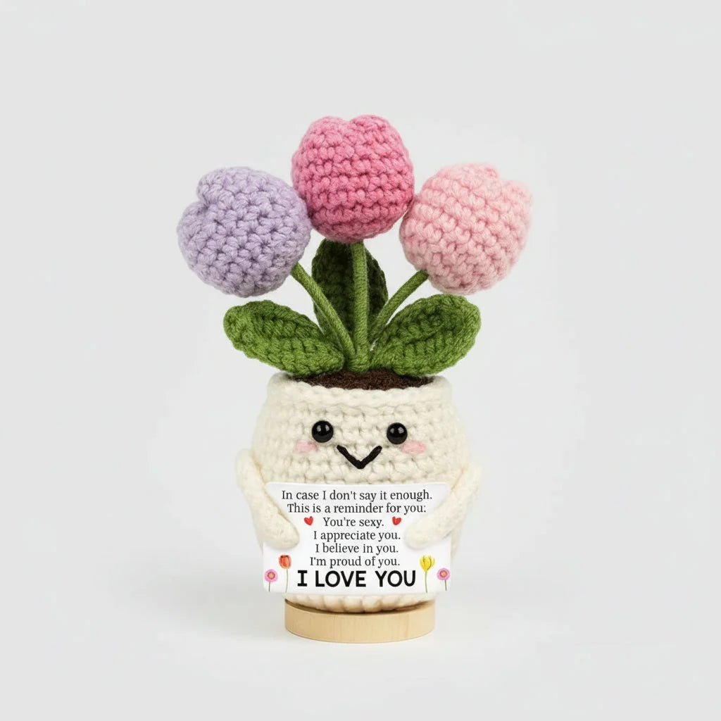 Hand-Crocheted Flower Bendable Wired Stem Trimmable