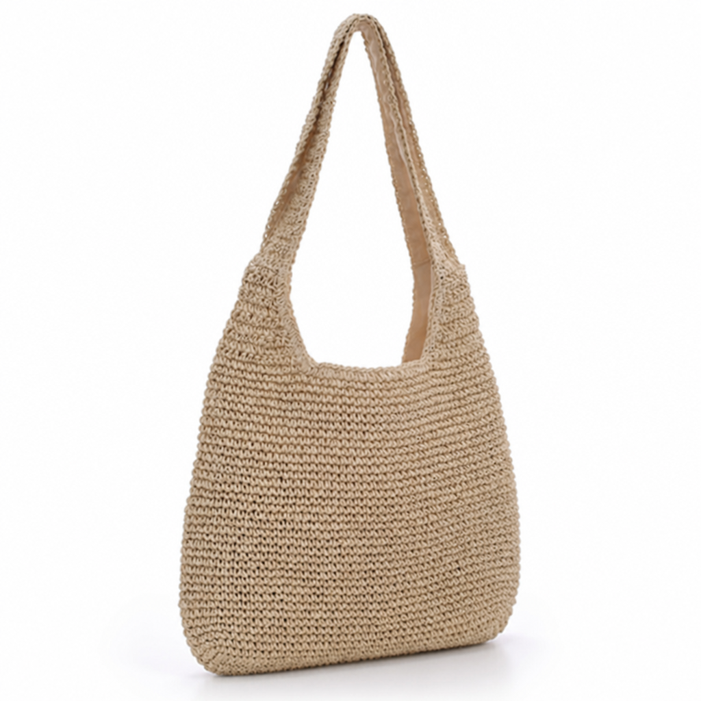 Hand-Crocheted Natural Fiber Tote Bag