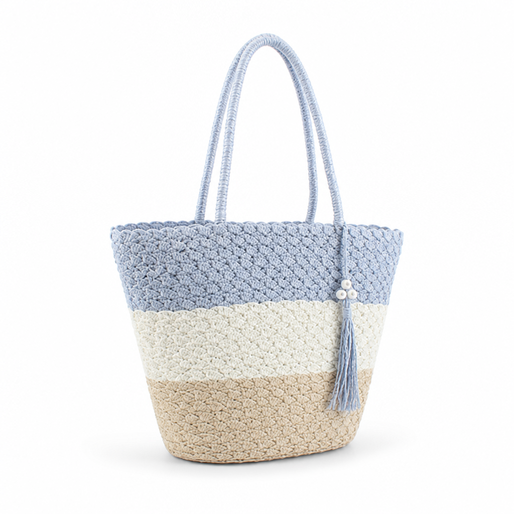 Hand-Crocheted Spacious Tassel Shoulder Bag