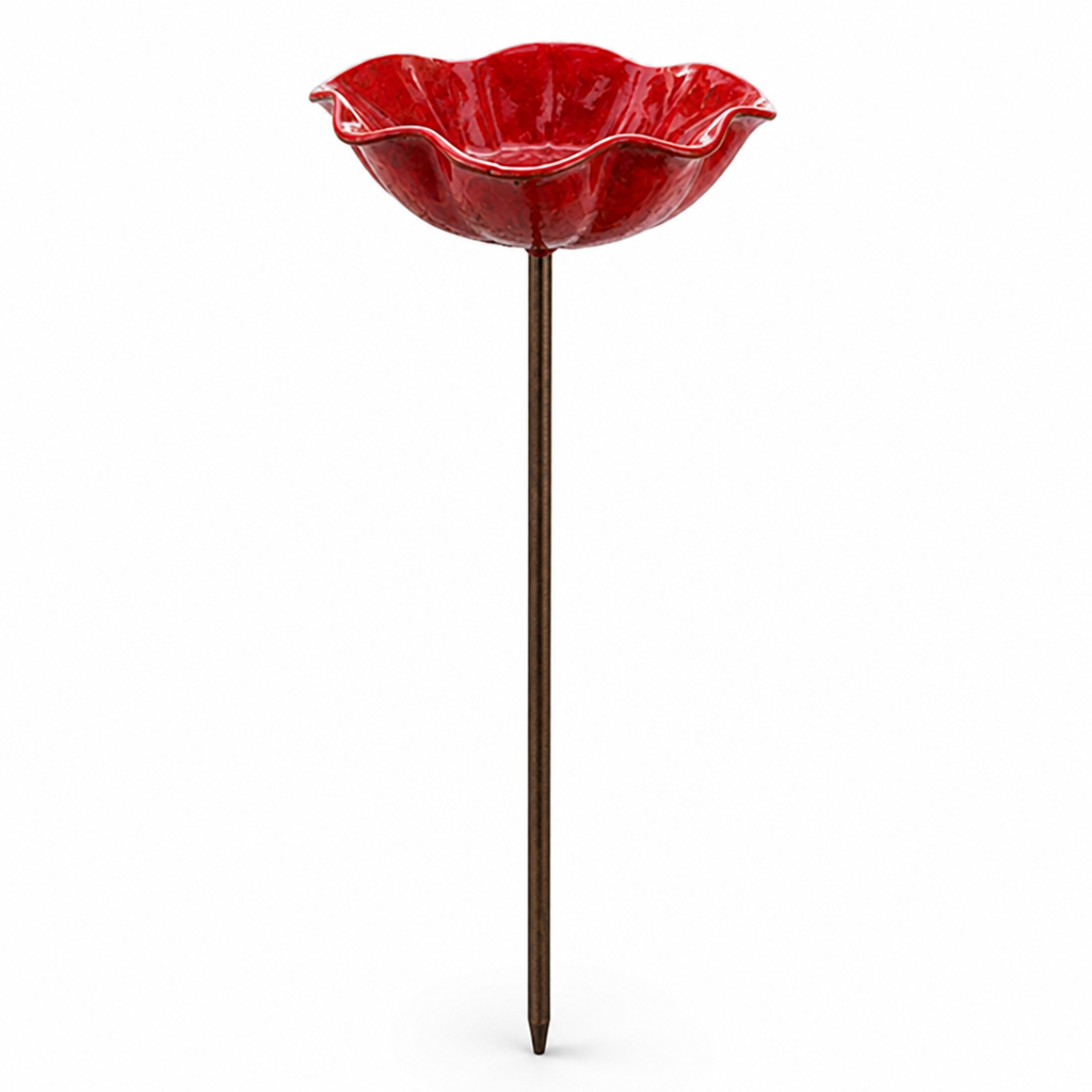 Hand-Formed Weather-Resistant Metal Bird Bath Stake (28 in Height)