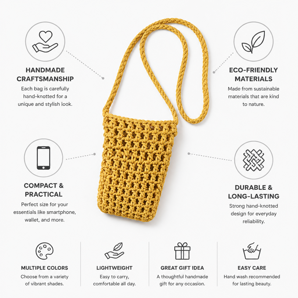 Hand-Knotted Eco-Friendly Macramé Shoulder Bag