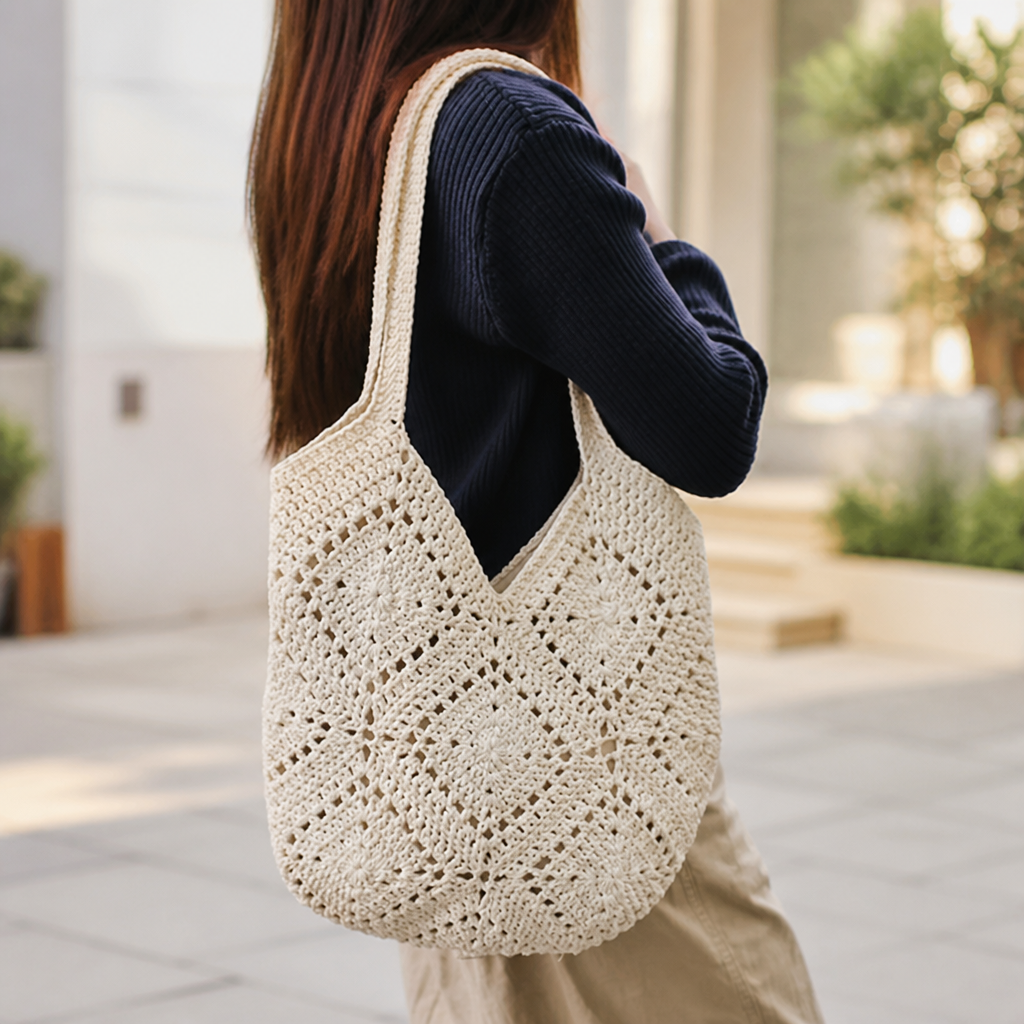 Hand-Knotted Eco-Friendly Spacious Tote Bag