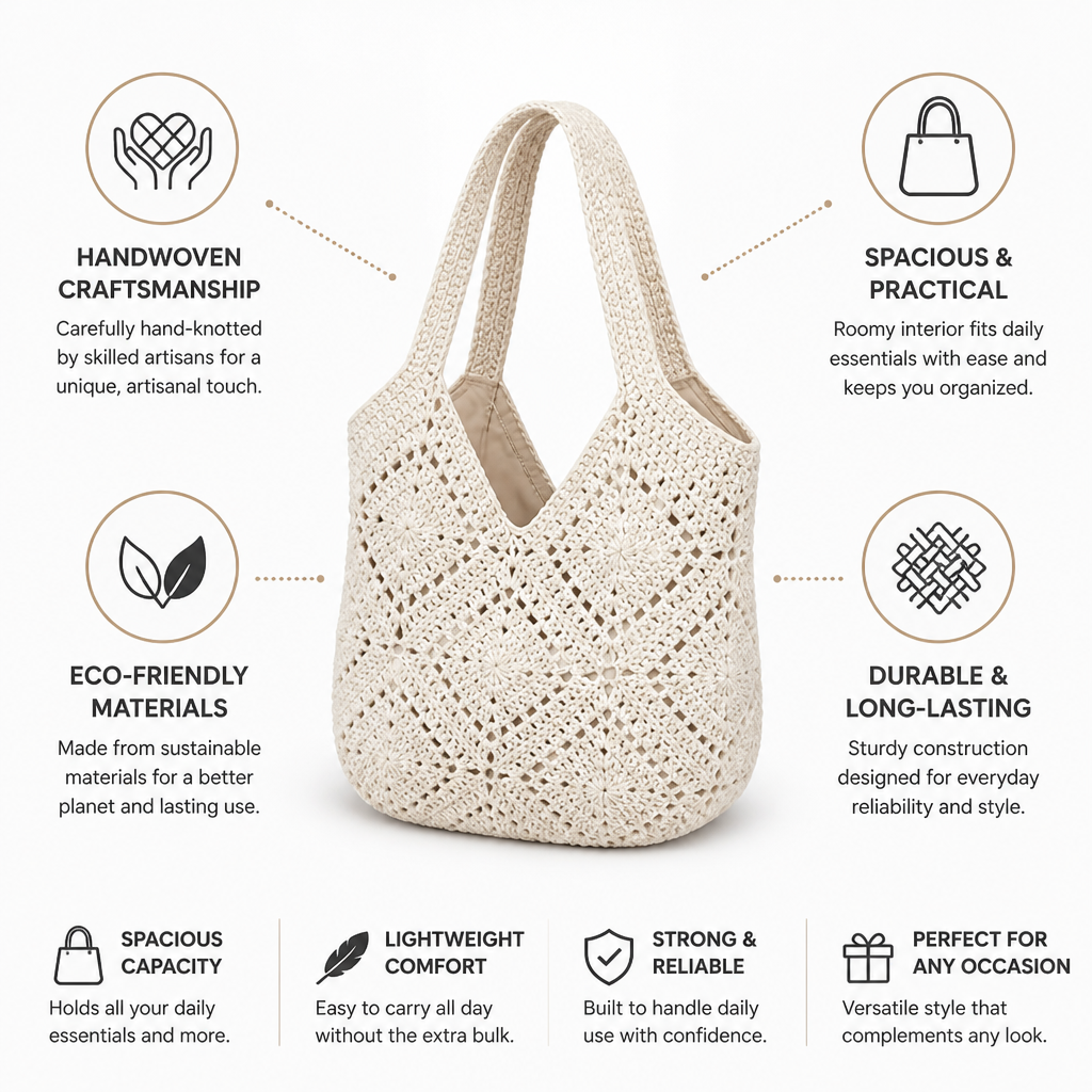 Hand-Knotted Eco-Friendly Spacious Tote Bag