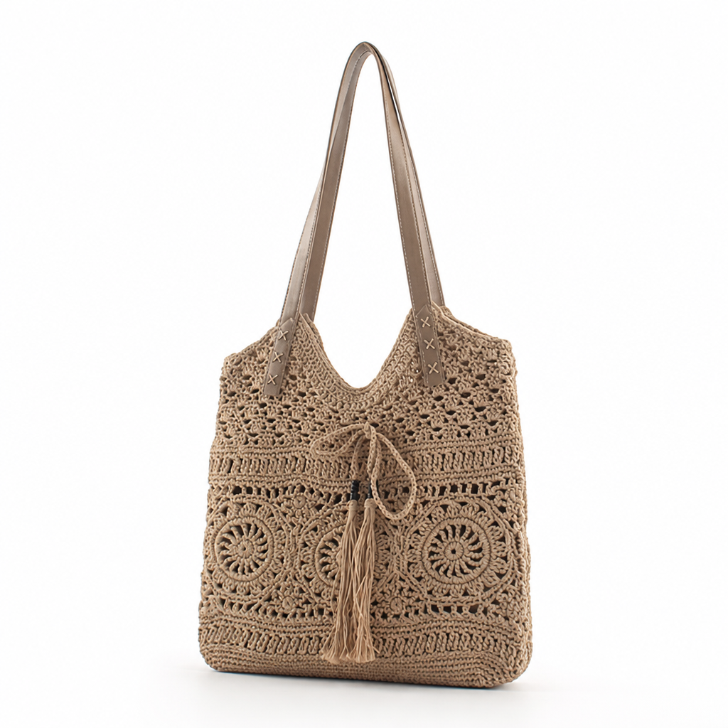 Hand-Knotted Macrame Tote Bag (Wide Straps)