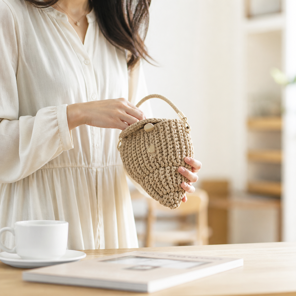 Hand-Knotted Natural Macramé Handbag