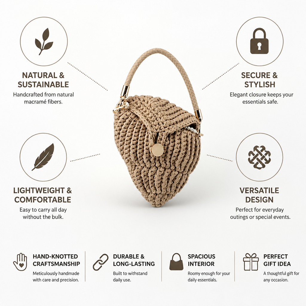 Hand-Knotted Natural Macramé Handbag